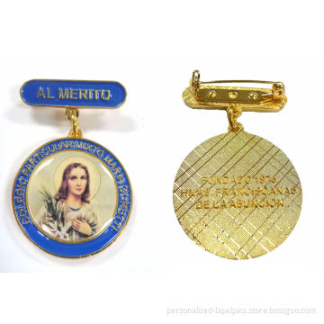 Souvenir Zinc Alloy Promotional Metal Pin Badges With Printing Logos And Gold Finish